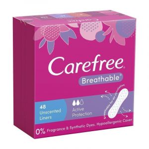 Carefree Breathable Unscented Panty Liners 48 Pack