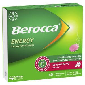 Berocca Energy Original Berry 60 Effervescent Tablets Exclusive Size