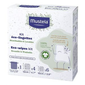 Mustela B&eacute;b&eacute; Eco-Lingette R&eacute;utilisable et Lavable 10 Unit&eacute;s + 1 Filet de Lavag