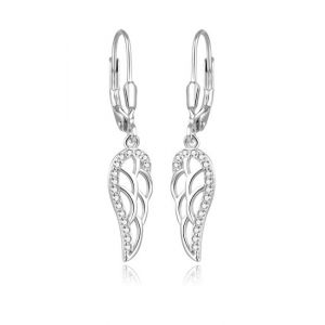 Beneto Boucles d'oreilles &eacute;l&eacute;gantes en argent avec ailes d'ange en zircone transparente AGUC2585L