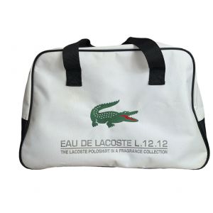 Lacoste Eau de Lacoste L.12.12 Sac de Voyage et de Sport en Toile Blanc Unisexe 30,5x45,7x17,8 cm