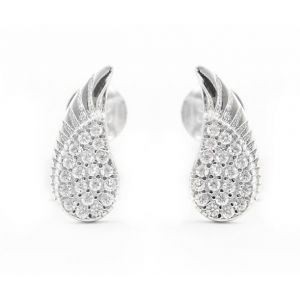 Beneto Boucles d'oreilles d&eacute;licates en argent avec ailes d'ange en zircone transparente AGUP2092