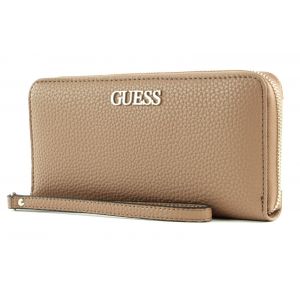 Guess, Alby, portefeuille en tissu, SLG avec grand zip, beige, pour femme