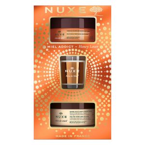 Cofanetto Natale 2022 Nuxe: Reve de Miel Deliciously Vegan Calming Body Scrub 175 ml + Reve de Miel Honey Body Balm All Body 200 ml + Reve de Miel Sce