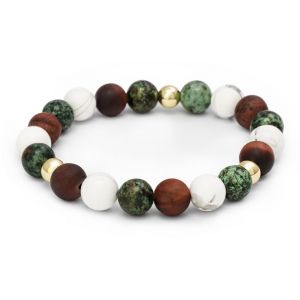 Agato Bracelet en perles turquoise &oelig;il de b&oelig;uf howlite MINK166/17