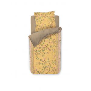 PIP STUDIO Parure de lit en percale BODHI FLOWER 70x90cm/140x200cm Yellow jaune