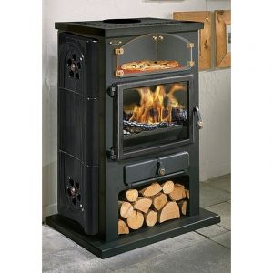 Poêle à Bois Godin Chamonix Xxl 350104 Céramique Anthracite Brillant