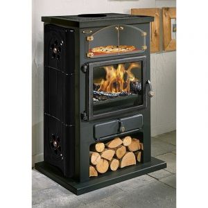 Poêle à Bois Godin Chamonix Xxl 350104 Céramique Noir Brillant