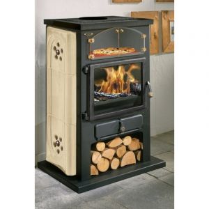 Poêle à Bois Godin Chamonix Xxl 350104 Céramique Biscuit Mat