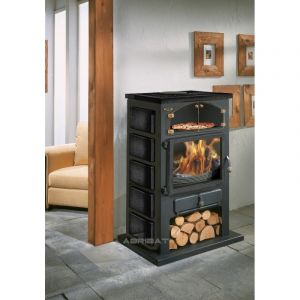 Poêle à Bois Godin Chamonix Xxl 350104 émail Noir Brillant