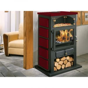 Poêle à Bois Godin Chamonix Xxl 350104 émail Carmin