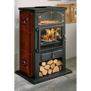 Poêle à Bois Godin Chamonix Xxl 350104 Céramique Carmin Brillant