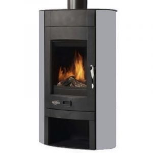 Poêle à Bois Godin Biodesign 2 369107 émaillé Gris Argenté