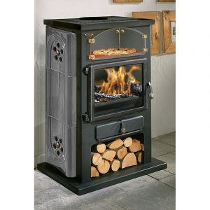 Poêle à Bois Godin Chamonix Xxl 350104 Céramique Gris Brillant