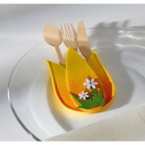 Pochette à couverts Tulipe", jaune"
