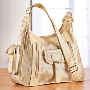 Sac en cuir Patchwork, beige