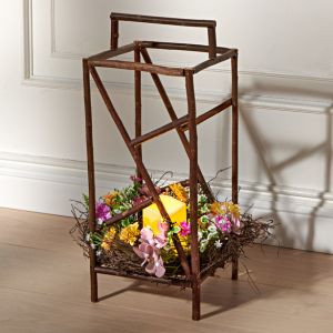 Lanterne en bois avec bougie LED