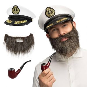Set Sea captain - casquette, barbe et pipe