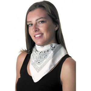 Bandana Blanc &agrave; motifs noirs