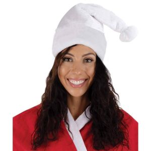 Bonnet de P&egrave;re No&euml;l blanc avec filaments