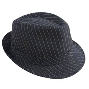 Chapeau Borsalino en tissu taille adulte, ray&eacute; noir et blanc