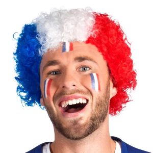 Perruque tricolore bleu/blanc/rouge FRANCE