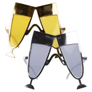 Lunettes plastique paillettes, Fl&ucirc;te &agrave; champagne, Or ou argent (x1)
