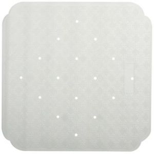 Tapis de fond de douche antidérapant 53x53 cm, caoutchouc naturel blanc, Ruby Spirella