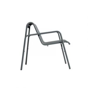 Fauteuil de jardin aluminium et textilène Atlas gris anthracite Arcane H.81 cm