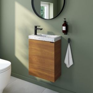 Meuble lave-mains effet noyer l.44 cm Imandra + plan vasque terrazzo, GoodHome