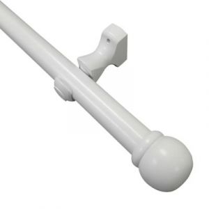 Kit de tringle &agrave; rideau simple embout boule blanc mat L.200cm