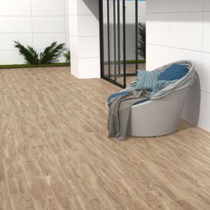 Carrelage sol ext&eacute;rieur en gr&egrave;s c&eacute;rame &eacute;maill&eacute; effet bois clair l.20 x L.120 x &eacute;p.0,9 cm Urbanwood