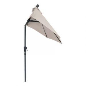 Parasol centr&eacute; inclinable en D ouverture manivelle toile Moon beam GoodHome Kasane