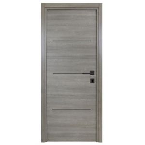 Bloc-porte Triaconta gris clair insert noir H.204 x l.73 cm, poussant gauche