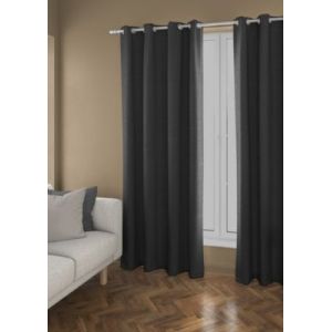 Rideau occultant thermique Tundra Ornami noir l.140 x h.240 cm