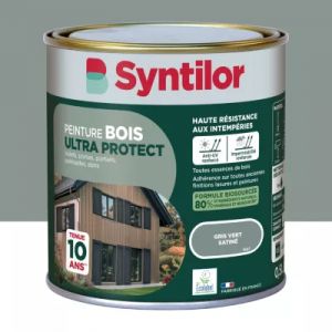 Peinture bois ext&eacute;rieur gris vert satin Syntilor Ultra Protect 0.5 L