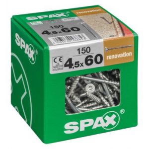 Vis à bois rénovation Spax Wirox torx 4,5x60mm - 150 pièces