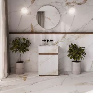 Carrelage sol et mur int&eacute;rieur en gr&egrave;s c&eacute;rame &eacute;maill&eacute; effet marbre blanc mat L.120 x l.60 cm x &eacute;p.9 mm, Aster