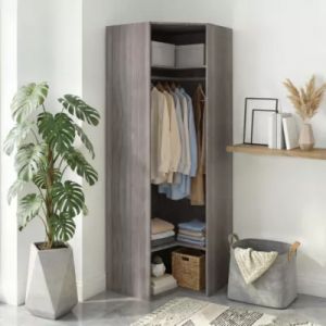 Caisson d'angle effet ch&ecirc;ne gris&eacute; GoodHome Atomia H. 225 x L. 75 x P. 45 cm