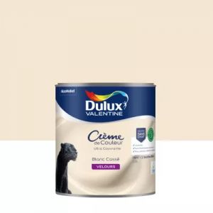 Peinture murs, plafonds, boiseries et radiateurs blanc cass&eacute; velours Dulux Valentine Cr&egrave;me de couleur 0.5 L