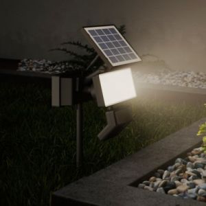 Projecteur &agrave; piquer solaire LED int&eacute;gr&eacute; &agrave; d&eacute;tection Davern 400lm IP65 noir Goodhome