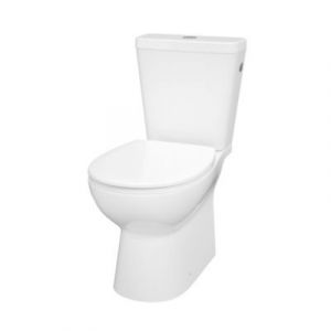 Pack WC à poser sans bord avec abattant déclipsable et frein de chute, sortie verticale, blanc, NF, GoodHome Tasi