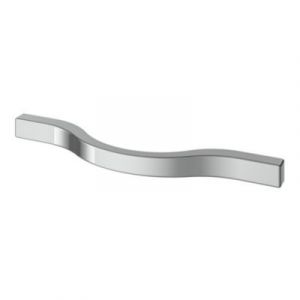 Poignée de meuble nœud GoodHome Prat aluminium effet chromé gris l.130mm x l.10mm x H. 24mm entraxe 96mm