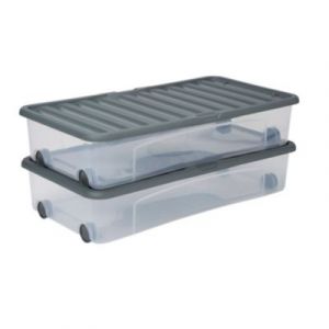 Bo&icirc;te de dessous de lit Ventili grise vendue par 2