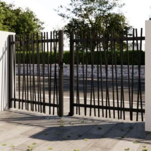 Portail barreaud&eacute; battant Neva aluminium gris anthracite RAL 7021 l.300 x H.160 cm Klikstrom