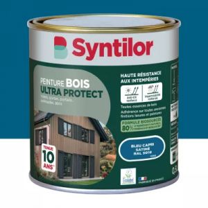 Peinture bois ext&eacute;rieur bleu capri RAL 5019 satin Syntilor Ultra Protect 0.5 L