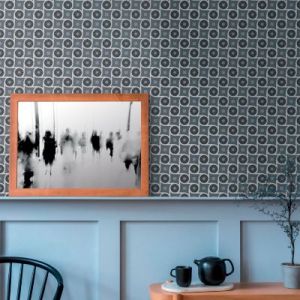 Papier peint intissé Heritage fleurs vintage gris, blanc, noir l.1005 x l.53cm Lutèce