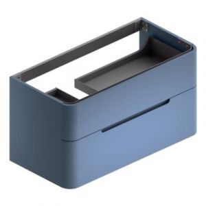 Meuble sous vasque &agrave; suspendre Alba bleu mat L. version gauche 104 x H. 55 x P. 50,5 cm