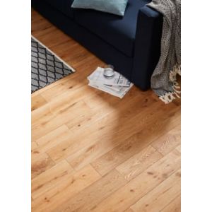 Parquet massif à coller Laholm 2 m en chêne verni coloris naturel