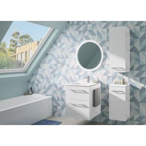 Ensemble meuble sous vasque l.55 cm blanc + vasque céramique Selva Geberit